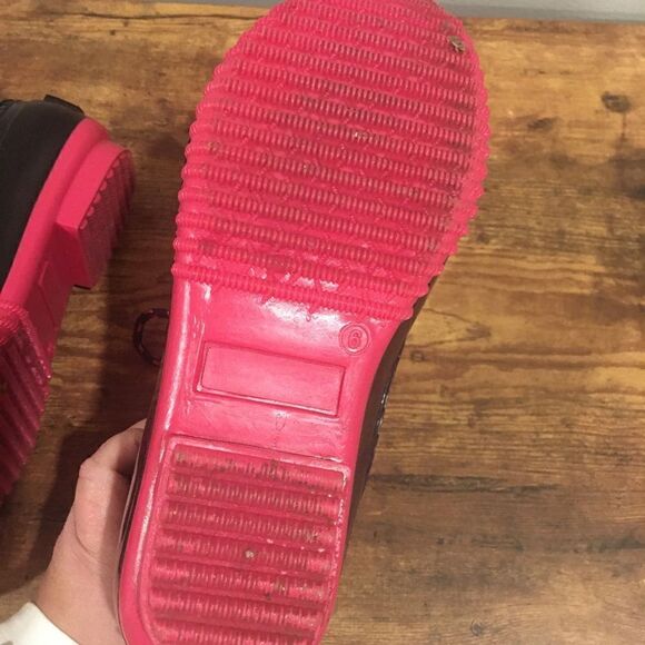 Sugar size 6 waterproof rain duck boots pink black - Picture 7 of 8